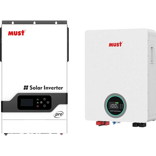 Система хранения энергии Must PH18-5248 PRO 48V 5.2kW + 1 АКБ LP16-48200 10.2kWh (51.2V/200Ah/10240Wh)