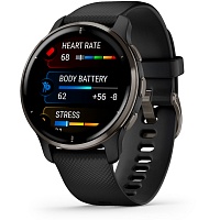 Смарт-часы Garmin Venu 2 Plus Slate Stainless Steel Bezel With Black Case And Silicone Band (010-02496-11)