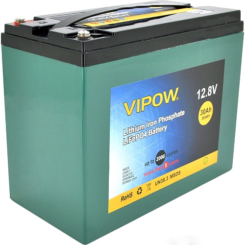 Аккумулятор Vipow LiFePO4 12V (12.8V/30Ah/384Wh) (LiFePO4128-30/25)