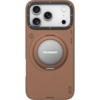 Чехол YoungKit Leather Case with Magnetic Ring для iPhone 17 Pro Max + Magnetic Stand 360° Brown