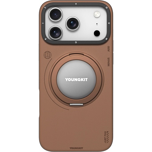 Чехол YoungKit Leather Case with Magnetic Ring для iPhone 17 Pro Max + Magnetic Stand 360° Brown