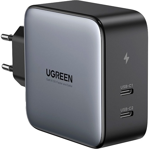 Сетевое зарядное устройство Ugreen CD254 2xUSB-C 100W GaN Tech Fast Charger Black (50327)