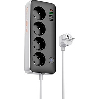 Сетевой фильтр Hoco AC22 Sunlight 4-bit (PD30W/1C3A) EU/GER Black 