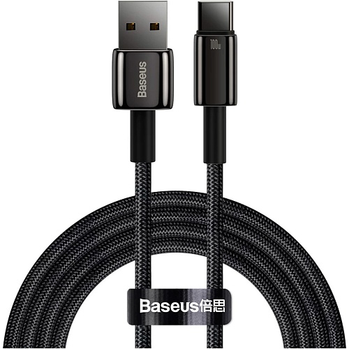 Кабель Baseus Tungsten Gold USB-A to USB-C 2m Black (CAWJ000101) - придбати в Дніпрі, Україні: ціна, характеристики | інтернет-магазин TOUCH