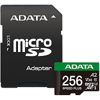 Карта пам'яті ADATA microSDXC Speed Plus 256Gb Class 10 UHS-1 A2 V30 + SD адаптер (UD256GUI3V30A2SP-RA1) - придбати в Дніпрі, Україні: ціна, характеристики | інтернет-магазин TOUCH