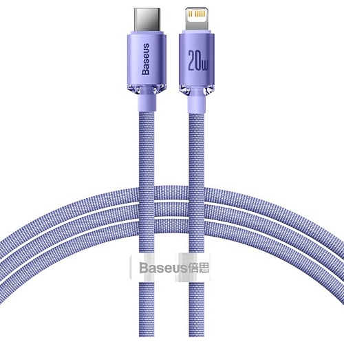 Кабель Baseus Crystal Shine Series USB-C to Lightning 20W 1.2m Purple (CAJY000205)