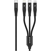 Кабель Proove Hydra 3 in1 Type-C + Micro USB + Lightning 1m Black (CCHY15012101) - придбати в Дніпрі, Україні: ціна, характеристики | інтернет-магазин TOUCH
