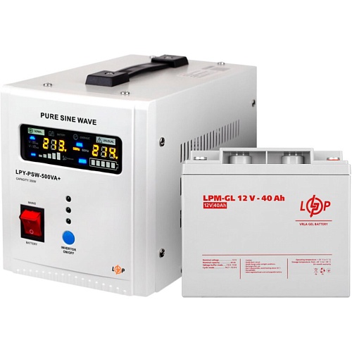 Источник бесперебойного питания (ИБП) LogicPower LPY-PSW-500VA + LPM-GL батарея 12V - 40Ah (14022)