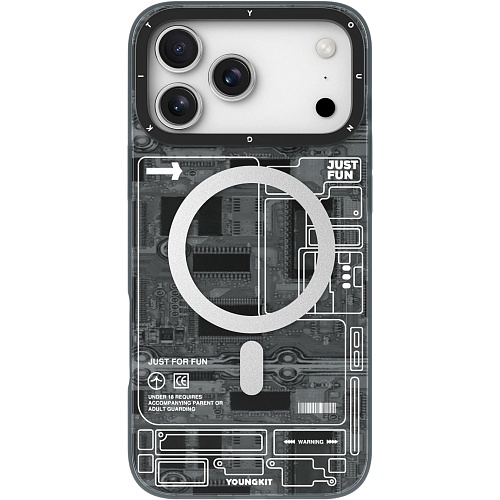 Чехол YoungKit Futuristic Circuit Board with Magnetic Ring для Apple iPhone 17 Pro Max Black