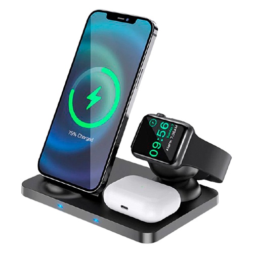Беспроводное зарядное устройство Hoco Wisdom 3-in-1 Wireless Fast Charger CW33 (Black)