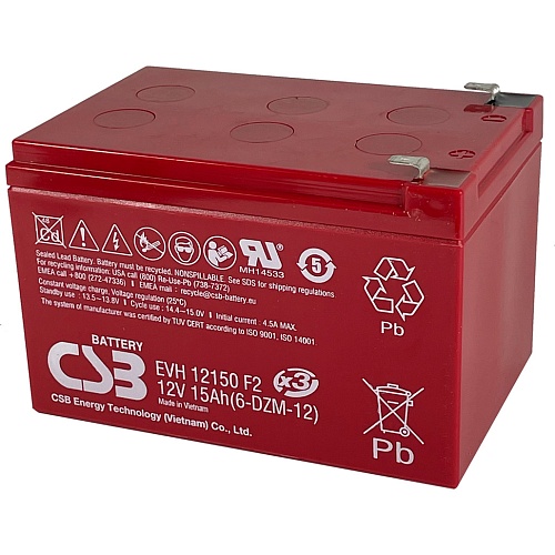 Аккумулятор CSB AGM 12V (12V/15Ah/180Wh) (EVH12150)