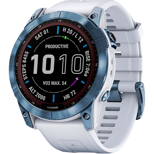 Смарт-часы Garmin Fenix 7X Sapphire Solar Edition Mineral Blue DLC Titanium with Whitestone Band (010-02541-14/15)
