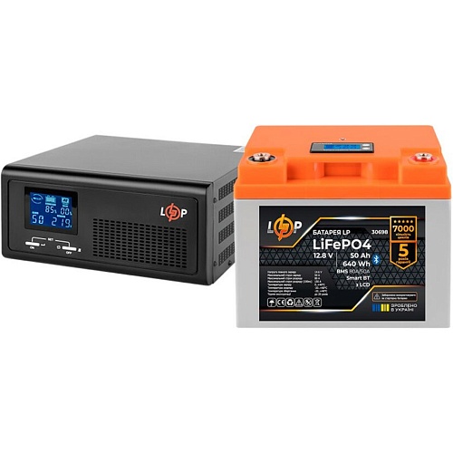 Источник бесперебойного питания (ИБП) LogicPower LPE-B-PSW-1000VA + АКБ LiFePO4 640Wh Smart BT (37449)