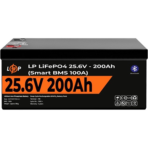 Аккумулятор LogicPower LiFePO4 Smart BT 24V (25.6V/200 Ah/5120Wh) (Smart BMS 100А) (20201)