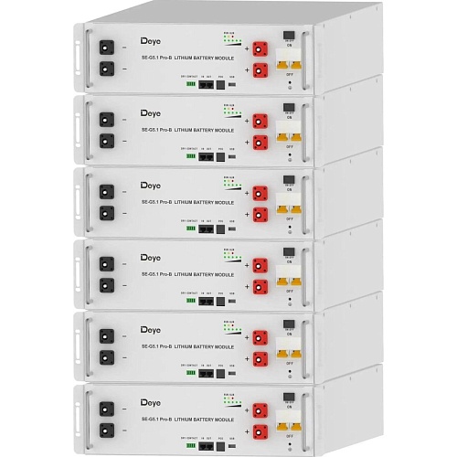 Комплект аккумуляторов Deye LiFePO4 48V (51.2V/100Ah/5120Wh) 6шт (SE-G5.1Pro-B)