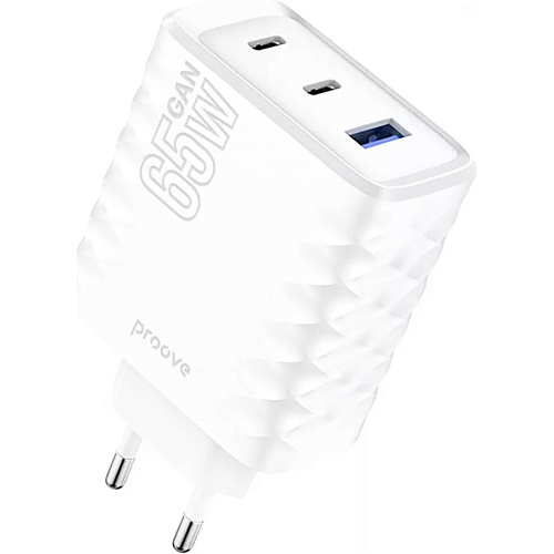 Сетевое зарядное устройство Proove Speed Surge Gan 65W USB-A + 2 х USB-C White (WCSS60120002)