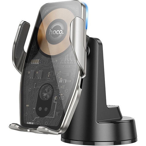 Автодержатель с беспроводной зарядкой Hoco HW27 Traveler Black Metal Gray
