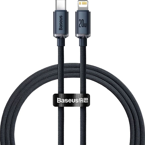 Кабель Baseus Crystal Shine Series USB-C to Lightning 20W 2m Black (CAJY000301)