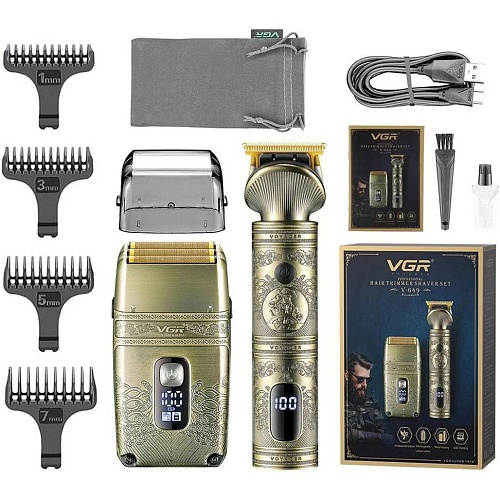 Комплект (Универсальный тример + шейвер) VGR V-649 Gold