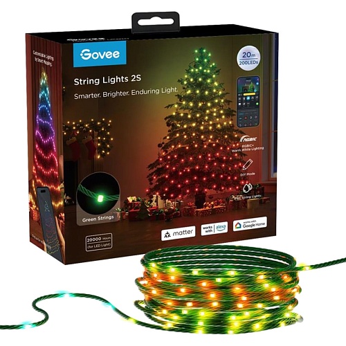 Умная светодиодная гирлянда Govee H80C4 Christmas String Lights 2 RGBWIC 20м (H80C4C41)