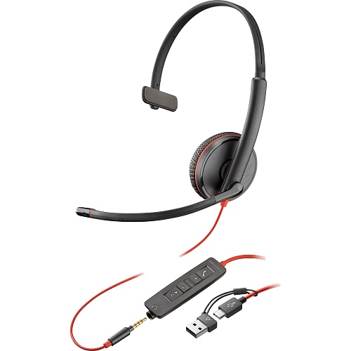 Компьютерная гарнитура Poly BlackWire C3215 USB-C/A + 3.5mm HS Mono (8X227AA)