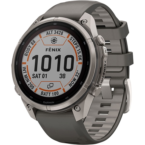 Смарт-годинник Garmin Fenix 9 Pro Solar inReach 47mm Titanium with Pebble Gray/Silver Gray Silicone Band (010-04338-00/01) - придбати в Дніпрі, Україні: ціна, характеристики | інтернет-магазин TOUCH