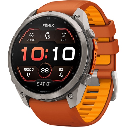 Смарт-часы Garmin Fenix 9 Pro 51mm Titanium with Autumn Orange/Spark Orange Silicone Band (010-04337-05/06)