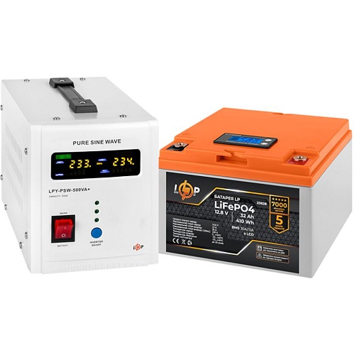 Джерело безперебійного живлення (ДБЖ) LogicPower LPY-PSW-500VA + LiFePO4 12.8V - 32Ah BMS 30A/15A LCD (24162) - придбати в Дніпрі, Україні: ціна, характеристики | інтернет-магазин TOUCH