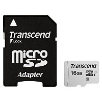 Карта памяти Transcend microSDHC 300S 16 GB UHS-I + SD Adapter (TS16GUSD300S-A)