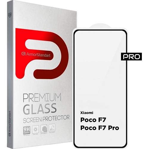 Защитное стекло ArmorStandart Full Pro Glass для Poco F7/F7 Pro Black (ARM80412)