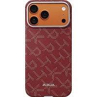 Чехол Pitaka Ultra-Slim Monogram для Apple iPhone 17 Pro Gold/Red (KI1702PTK)