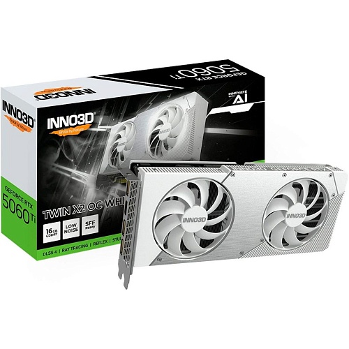 Видеокарта Inno3D GeForce RTX 5060 Ti Twin X2 OC 16GB White (N506T2-16D7X-191073W) EU
