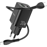 Мережевий зарядний пристрій Hoco N13 Bright PD30W + Cable USB-C to Lightning Black (747419) - придбати в Дніпрі, Україні: ціна, характеристики | інтернет-магазин TOUCH