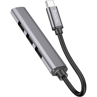 USB-хаб Hoco HB26 Type-C 4-in-1 Metal Gray (6931474765482)