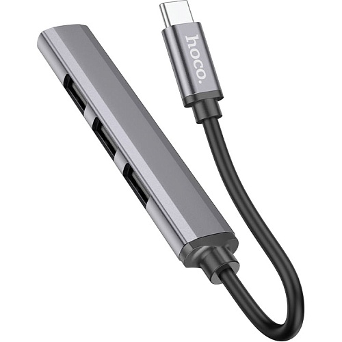 USB-хаб Hoco HB26 Type-C 4-in-1 Metal Gray (6931474765482)