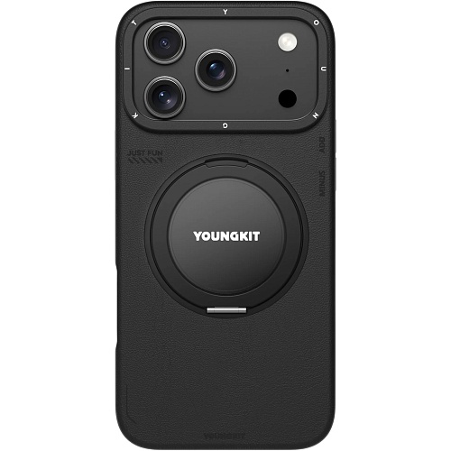 Чехол YoungKit Leather Case with Magnetic Ring для iPhone 17 Pro + Magnetic Stand 360° Black