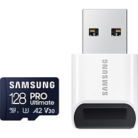 Карта памяти Samsung microSDXC PRO Ultimate 128GB Class 10 UHS-I U3 V30 A2 + USB Reader (MB-MY128SB/WW)