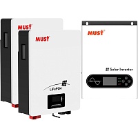 Система хранения энергии Must PV18-4024ECO 24V 4kWh + 2 АКБ LP16-24100 5.1kWh (25.6V/100Ah/2560Wh)