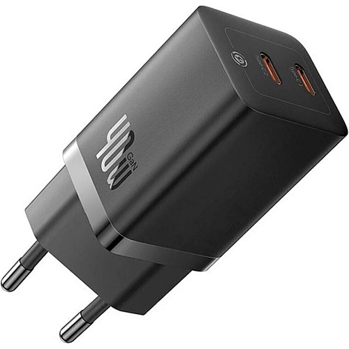Сетевое зарядное устройство Baseus GaN5 Pro 40W 2xUSB-C Black (CCGP180101)