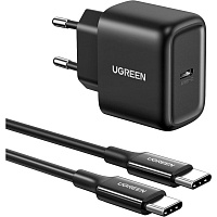 Мережевий зарядний пристрій Ugreen CD250 USB-C 25W PD Charger + Cable USB-C to USB-C 2m Black (50581) - придбати в Дніпрі, Україні: ціна, характеристики | інтернет-магазин TOUCH