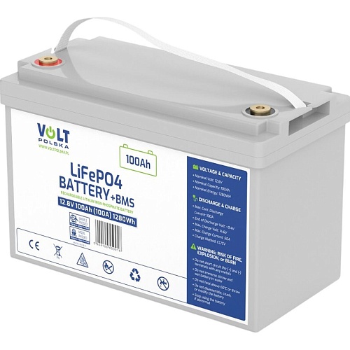 Аккумулятор Volt Polska LiFePO4 12V (12.8V/100Ah/1280Wh) (6AKLI10012)
