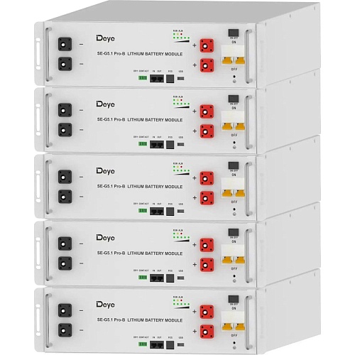 Комплект аккумуляторов Deye LiFePO4 48V (51.2V/100Ah/5120Wh) 5шт (SE-G5.1Pro-B)