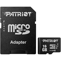 Карта памяти Patriot LX microSDHC 16GB UHS-I Class 10 + SD адаптер (PSF16GMCSDHC10)