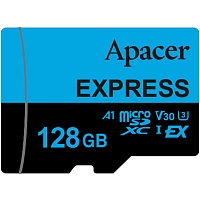 Карта памяти Apacer microSDXC 128GB Class 10 UHS-I U3 V30 A1 (AP128GMCEXG3X17-RA)
