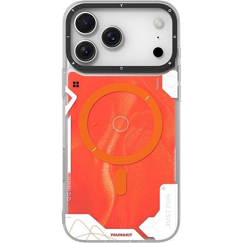 Чехол YoungKit Cyberpunk Luminous Case with Magnetic Ring для Apple iPhone 17 Pro Lava Orange