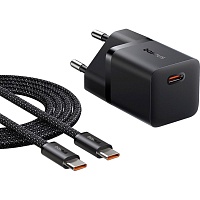 Сетевое зарядное устройство Baseus GaN5 Mini Fast Charger USB-C 25W + Cable USB-C to USB-C 100W 1m Black (P10110909113-01)