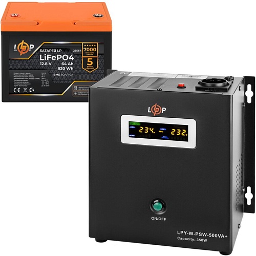 Источник бесперебойного питания (ИБП) LogicPower W500 + LiFePO4 батарея 12.8V - 64Ah BMS 80A/40A (29916)