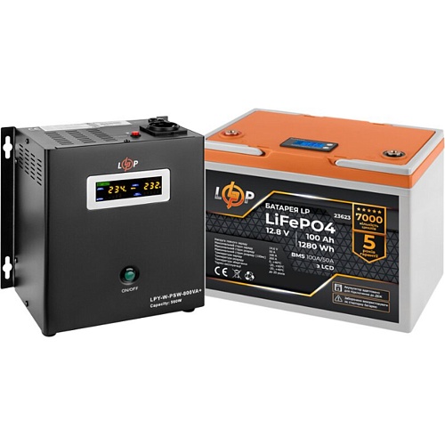 Источник бесперебойного питания (ИБП) LogicPower W800 + LiFePO4 батарея 12.8V - 100Ah BMS 100A/50A LCD (24156)