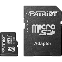 Карта памяти Patriot LX microSDHC 64GB UHS-I Class 10 + SD адаптер (PSF64GMCSDXC10)