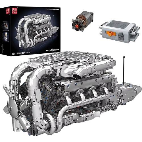 Конструктор Mould King Mking Двигатель и коробка передач V8 Twin-Turbo (10168)